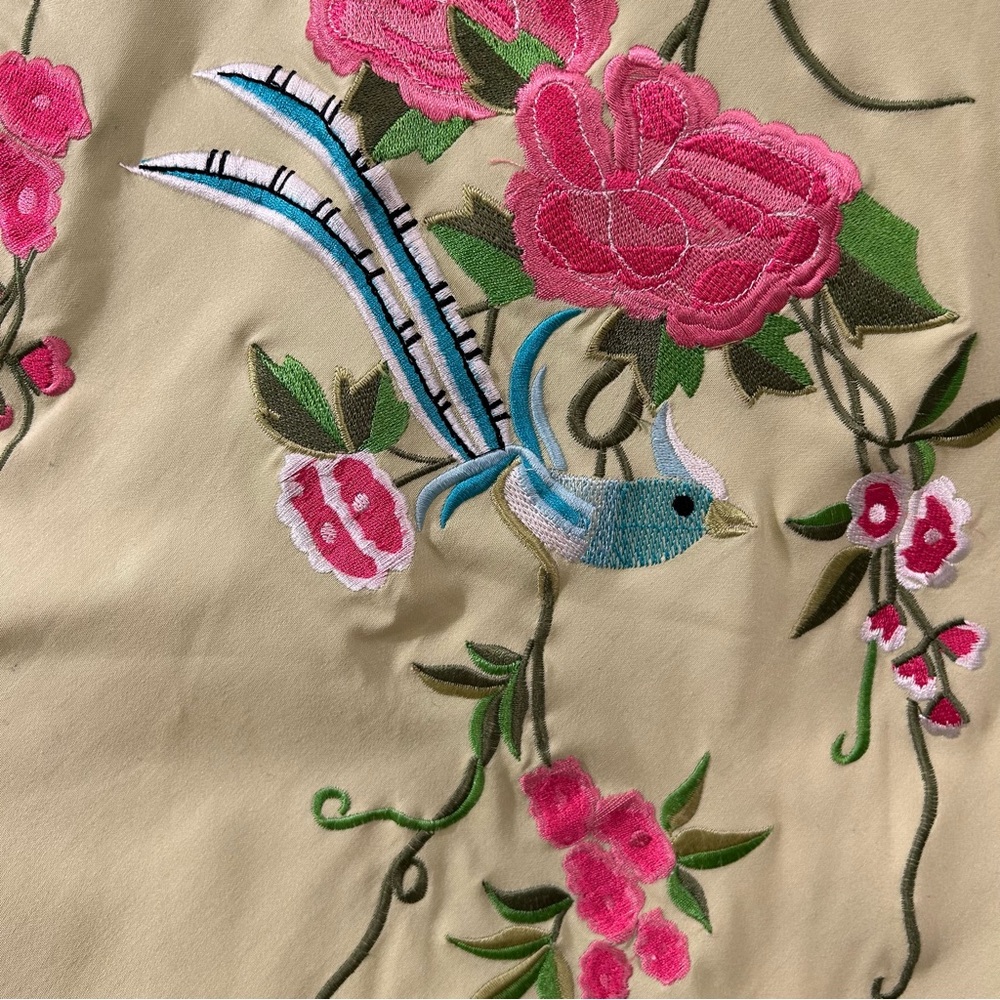 Vintage B. Darlin Lime Green Halter Dress Embroidered Bird Floral A-Line NWT Med - Picture 11 of 12
